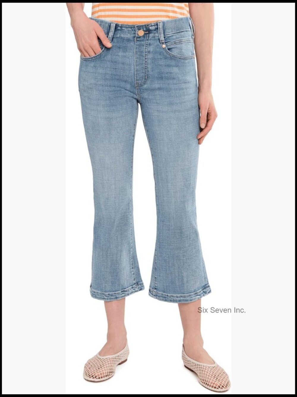 Petite Mid-Rise Crop Flare Jeans with Tulip Back Slit 23.5" Inseam